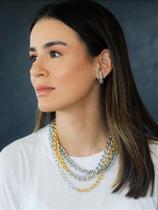 Colar Elos Grumet Duo Folheado a Ouro 18k e Ródio Branco