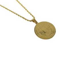 Colar em Aço dourado Medalha de São Bento