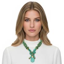 Colar em cascalhos resinados importados, pingente CX-9665 Colar em cascalhos resinados importados, pingente CX-9665