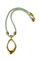 Colar em Cordão de Seda e Pingente Losango Ouro