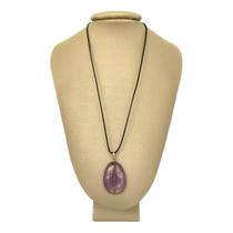 Colar Em Couro Grego E Prata Ametista Oval Colar Em Couro Grego E Prata Ametista Oval