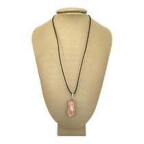 Colar Em Couro Grego E Prata Quartzo Rosa - P. Vecchio