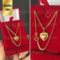Colar em Ouro 18k Bismark e Pingente Coração Joias Femininas Colar em Ouro 18k Bismark e Pingente Coração Joias Femininas