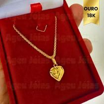 Colar em Ouro 18k Bismark e Pingente Coração Joias Femininas
