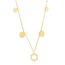 Colar em Ouro 18k com Hexagonal Foscos Vazados - AU8124