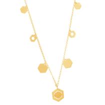 Colar em Ouro 18k Hexágonos Foscos e Vazados - AU8123