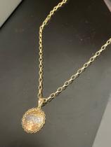 Colar em ouro 18k modelo elo português com pingente em ouro 18k Colar em ouro 18k modelo elo português com pingente em ouro 18k