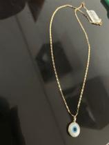 Colar em ouro 18k modelo piastrine com pingente de olho grego