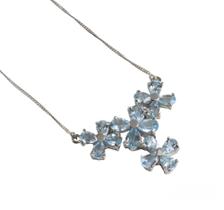 Colar em prata 925 com flores de topázio azul 48cm Colar em prata 925 com flores de topázio azul 48cm