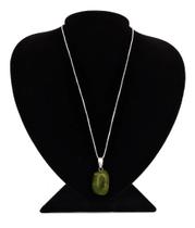 Colar em Prata 925 Elo Veneziano com Jade Natural de 3cm Colar em Prata 925 Elo Veneziano com Jade Natural de 3cm