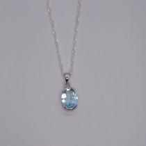 Colar em prata 950 com pedra topázio azul