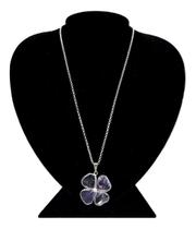 Colar em Prata Elo Português 45cm Trevo em Ametista