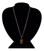 Colar Em Prata + Ouro Elo Grumet 45Cm Olho De Tigre