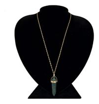 Colar em Prata + Ouro Elo Singapura 45cm Quartzo Verde Colar em Prata + Ouro Elo Singapura 45cm Quartzo Verde