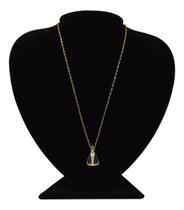 Colar Em Prata + Ouro Elo Singapura Nossa Senhora Clássica Colar Em Prata + Ouro Elo Singapura Nossa Senhora Clássica