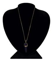 Colar Em Prata + Ouro Elo Veneziano 45Cm Pedra ul Coroada Colar Em Prata + Ouro Elo Veneziano 45Cm Pedra ul Coroada