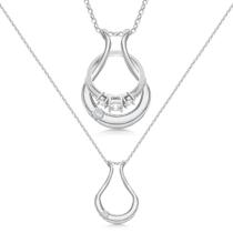 Colar Emily C Ring Holder em aço inoxidável prateado