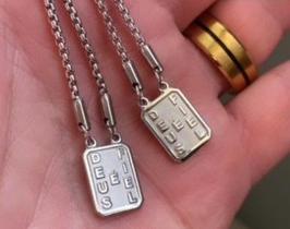 Colar Escapulário Deus é Fiel Básico Aço Premium - 60cm - Pode molhar, não escurece - COR10