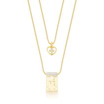 Colar Escapulário Fé Duplo Banhado a Ouro 18k