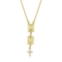 Colar Escapulário Frontal Feminino Folheado a Ouro 18k