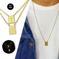 Colar Escapulário Masculino Aço Inox Pai Nosso Para Presente Não Escurece Não Fica Preto