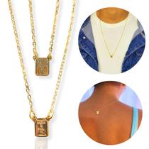 Colar Escapulário Masculino Feminino Banhado Presente Frases Deus é Fiel