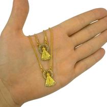 Colar Escapulário Nossa Senhora Aparecida Aço Inox Dourado