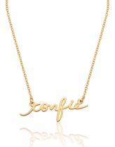 Colar Escrita Confie Delicada Semijoia Minimalista Ouro 18k