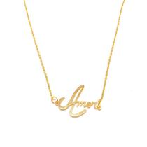 Colar Escrito Amor Folheado A Ouro