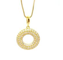 Colar Esfera vazada cristal ouro