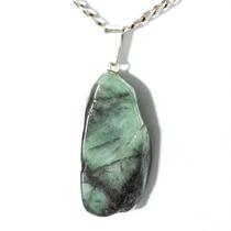 Colar Esmeralda Chapinha Mineral Montagem Pino Prateado