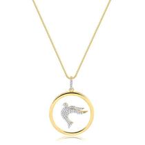 Colar Espírito Santo Com Pedras De Zircônia Folheado A Ouro Colar Espírito Santo Com Pedras De Zircônia Folheado A Ouro