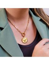 Colar Espírito Santo Esmaltado Banhado a Ouro 18k Colar Espírito Santo Esmaltado Banhado a Ouro 18k