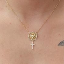 Colar Espirito Santo Zirconia Folheado A Ouro Colar Espirito Santo Zirconia Folheado A Ouro