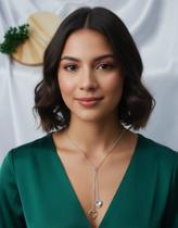 Colar Estilo Gravata Corações Pingente Zircônia Vazado