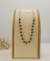 Colar Estilo Gravatinha Com Pedras Pretas - CL Colar Estilo Gravatinha Com Pedras Pretas - CL