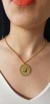 Colar Estilo Moeda Francesa Banhada em Ouro 18k