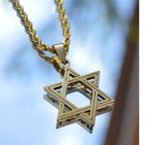 Colar Estrela de Davi Aço Dourado Inoxídavel Colar Estrela de Davi Aço Dourado Inoxídavel