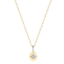 Colar Estrela De Oito Pontas Cravejada Folheado A Ouro