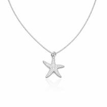 Colar Estrela do Mar Cravejado Zirconia Feminino Banhado a Prata 925