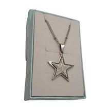 Colar estrela inox prateado branco com zircônias resinadas