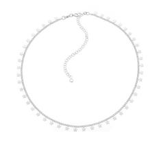 COLAR ESTRELAS LISAS BANHADO A RÓDIO BRANCO - 35 cm + 9 cm Extensor
