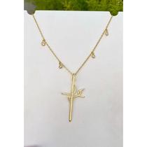Colar Eterna Fé com Zirconias Banhado a Ouro 18k Colar Eterna Fé com Zirconias Banhado a Ouro 18k