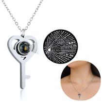 Colar Eu Te Amo 100 Idiomas Aço inox 316L Pingente Coração Colar Eu Te Amo 100 Idiomas Aço inox 316L Pingente Coração