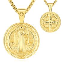 Colar Eusense: Medalha de São Bento, Banhada a Ouro, Prata 925