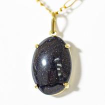 Colar Extra Cabochao Pedra Estrela Azul Garra Dourado
