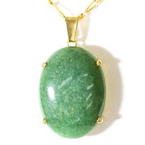 Colar Extra Cabochao Pedra Quartzo Verde Montagem Garra Dourado
