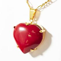 Colar Extra Coração Jaspe Africano Montagem Garra Dourado