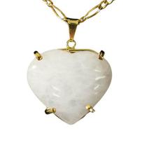 Colar Extra Coração Pedra Quartzo Leitoso Garra Dourado Colar Extra Coração Pedra Quartzo Leitoso Garra Dourado