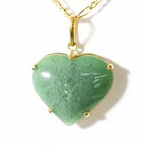 Colar Extra Coração Pedra Quartzo Verde Garra Dourado Colar Extra Coração Pedra Quartzo Verde Garra Dourado